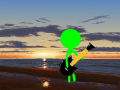 playing guitar on the beach
