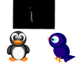 penguin and the bird going to a rave